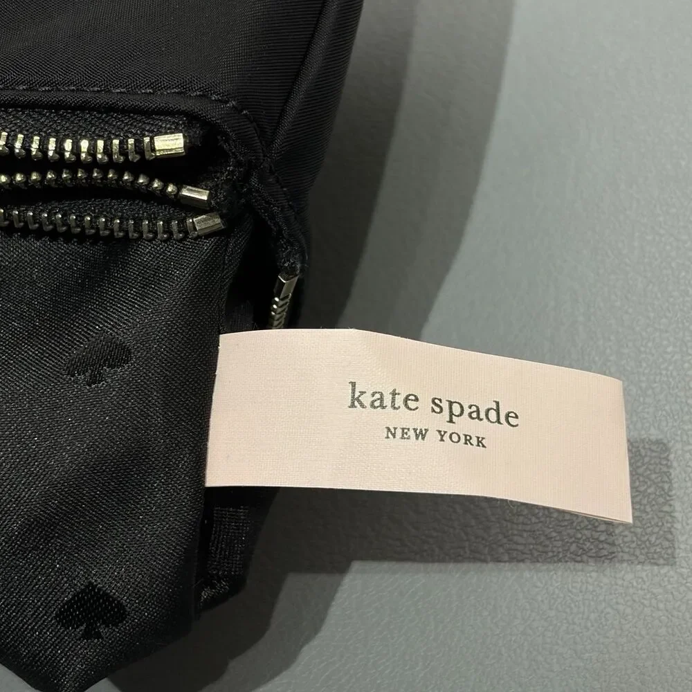 Kate Spade Dawn Medium Double Zip Wristlet Nylon Black Clutch Vegan Organizer